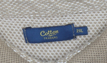 Cotton Traders Men's Beige Polo Shirt 2XL Short Sleeve
