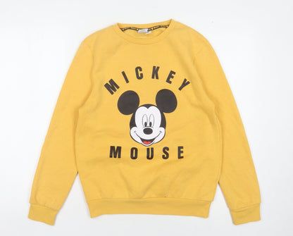 Unisex Adults UK Size 2XS Disney Yellow Pullover Sweatshirt