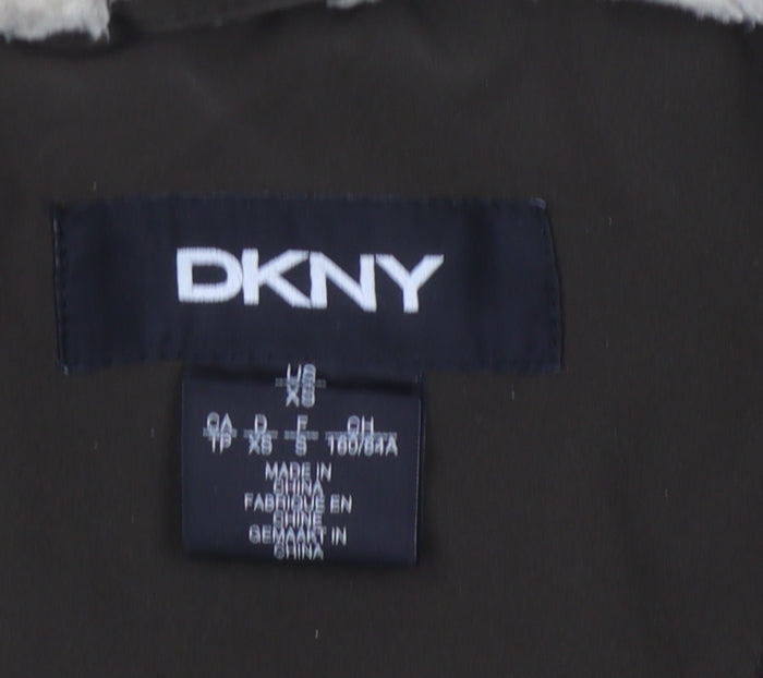 DKNY Women's Brown XS Hooded Parka Coat Casual Winter