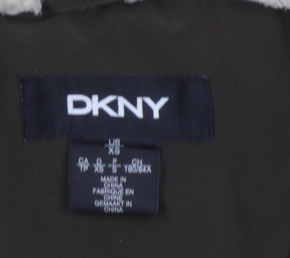 DKNY Women's Brown XS Hooded Parka Coat Casual Winter