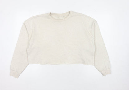MNG Women's Ivory Sweatshirt, Size S, Crew Neck