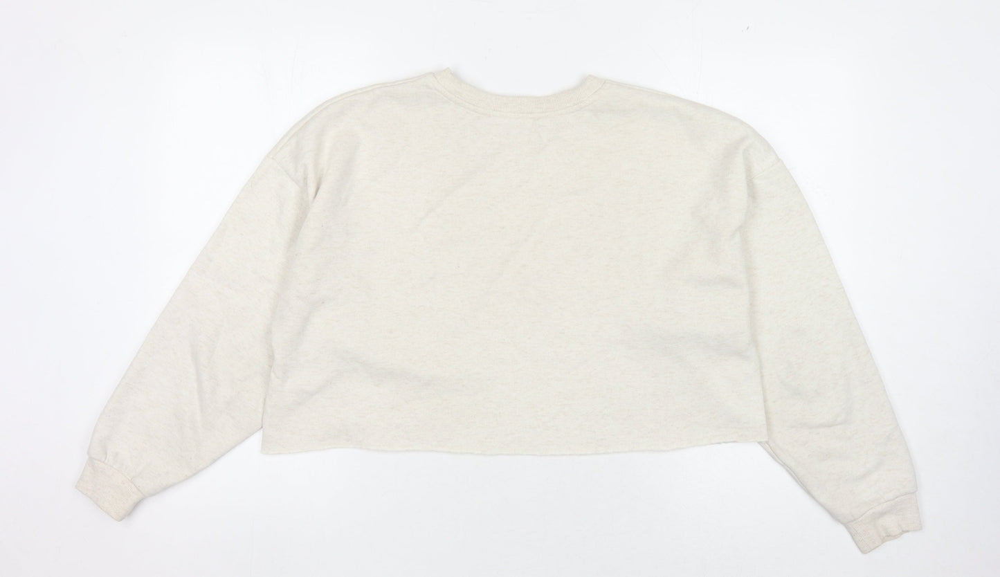 MNG Women's Ivory Sweatshirt, Size S, Crew Neck