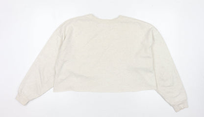 MNG Women's Ivory Sweatshirt, Size S, Crew Neck