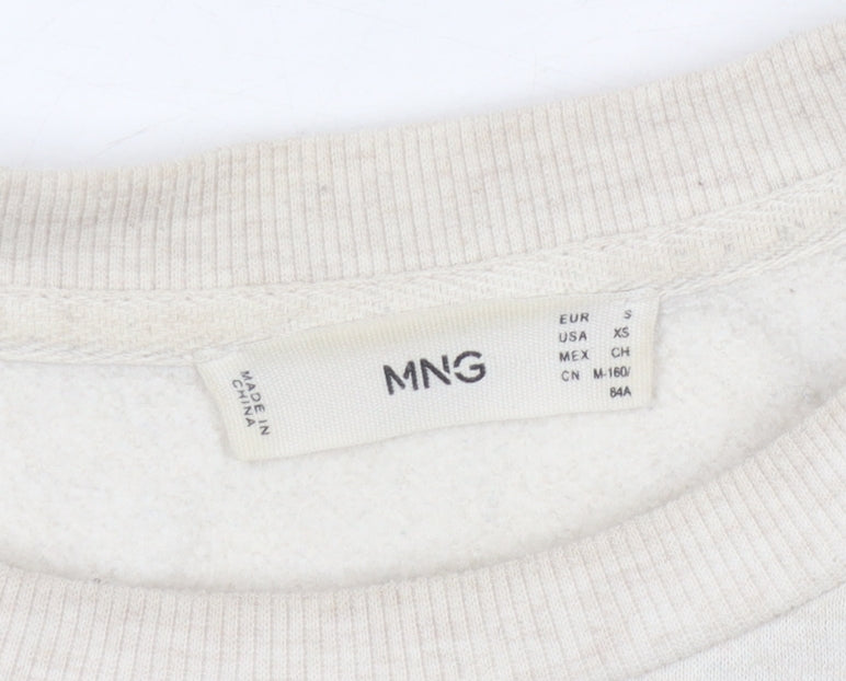 MNG Women's Ivory Sweatshirt, Size S, Crew Neck
