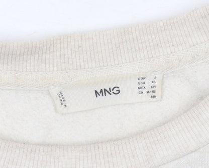 MNG Women's Ivory Sweatshirt, Size S, Crew Neck