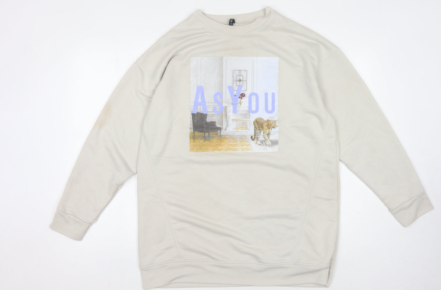 As You Women's Beige Graphic Print Sweatshirt Size 8