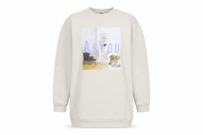 Front view of As You Women's Beige Graphic Print Sweatshirt, size 8