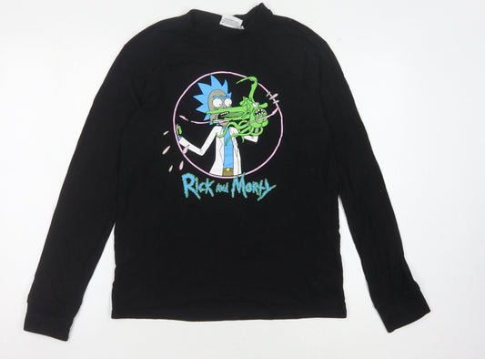 Rick and Morty Men's Black S Graphic Long Sleeve Tee