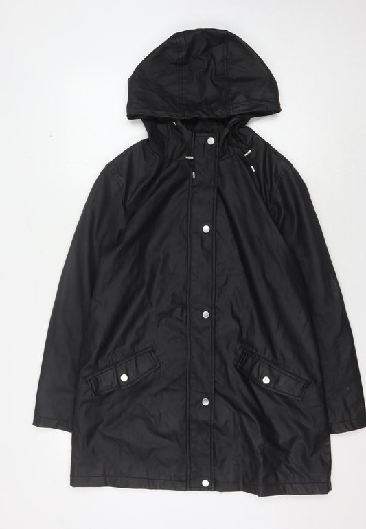 Womens UK Size 10 New Look Black Rain Coat