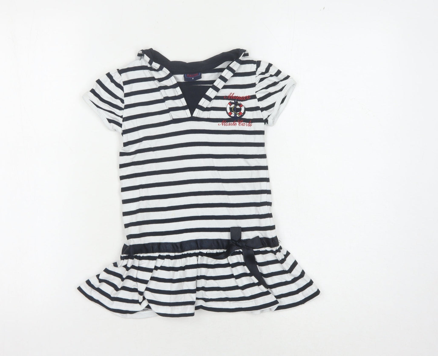 Rayar Girls Black and White Striped Dress Size 10