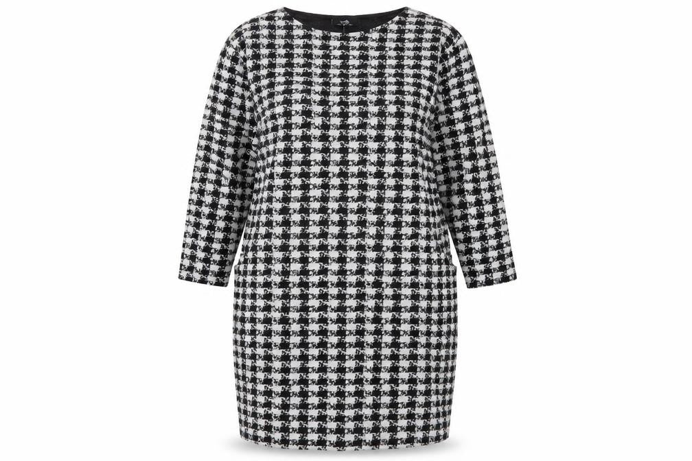 Wallis Women's Black Houndstooth Long Sleeve Dress Size 12
