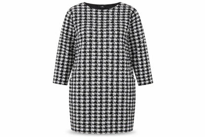 Wallis Women's Black Houndstooth Long Sleeve Dress Size 12