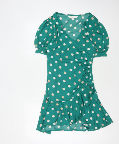 Apricot Women's Green Polka Dot Wrap Dress Size 10