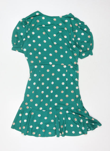Apricot Women's Green Polka Dot Wrap Dress Size 10