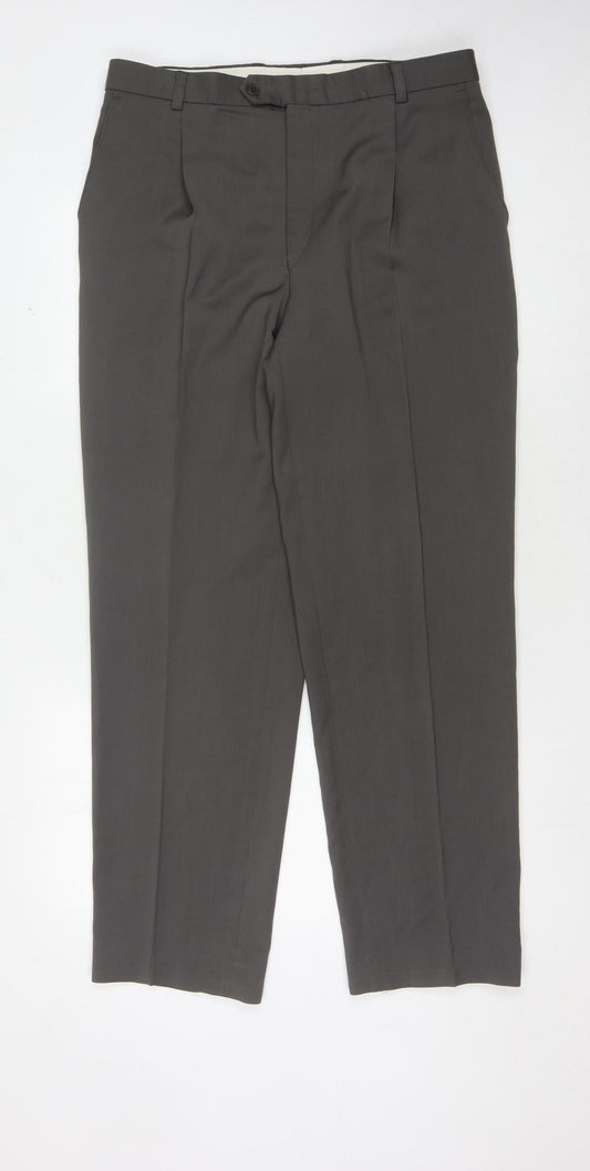 Pierre Cardin Men's Grey Wool Dress Pants 34in