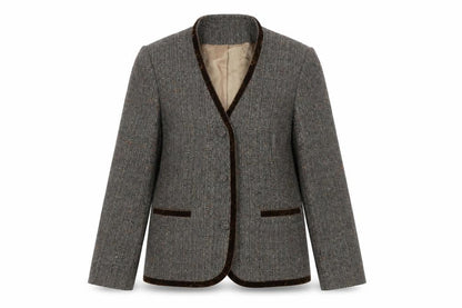 Minosa Women's Brown Tweed Blazer UK 14 Petite