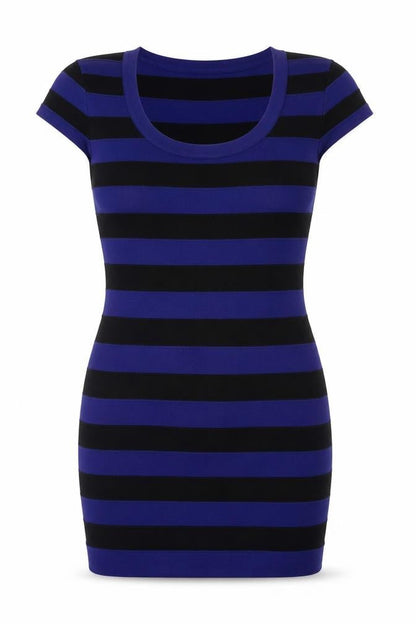 French Connection Blue Bodycon Striped Dress, Size 12