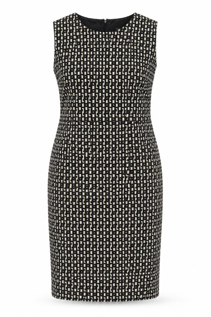 Linea Women's Black Geometric Sheath Dress Size 14