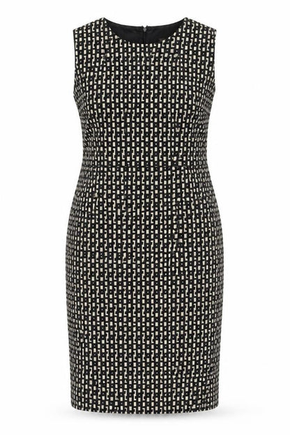 Linea Women's Black Geometric Sheath Dress Size 14