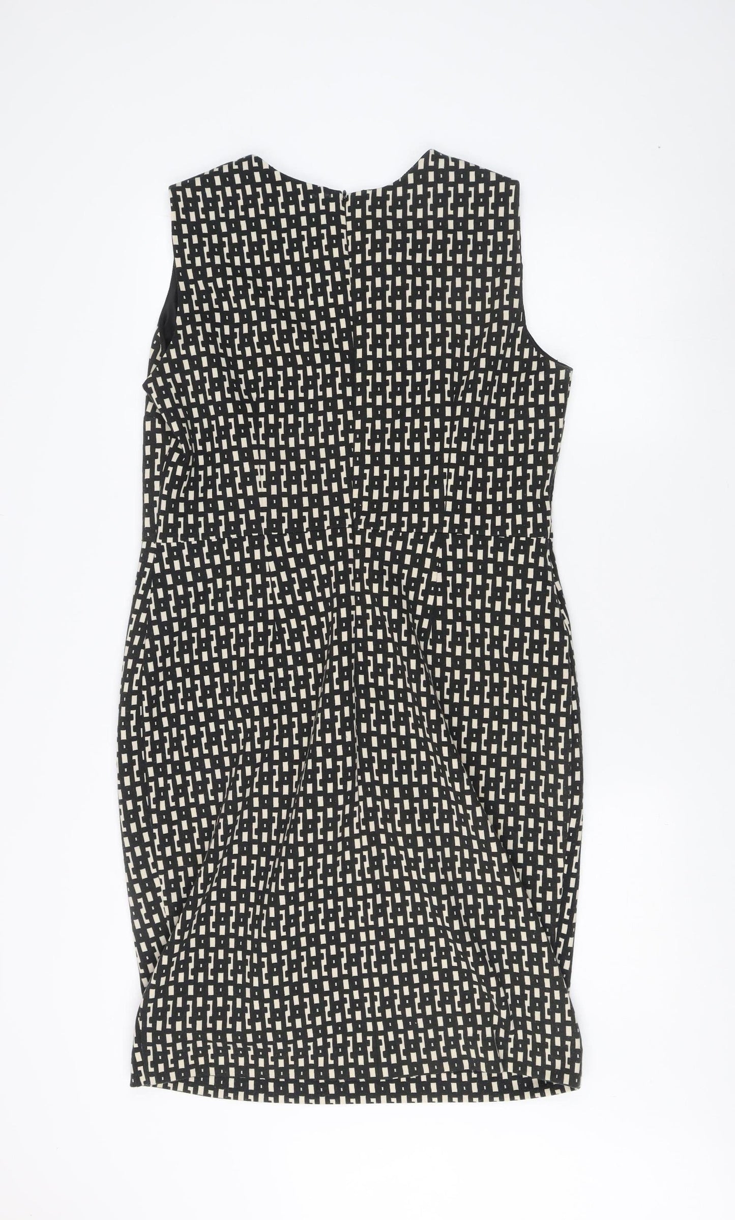 Linea Women's Black Geometric Sheath Dress Size 14