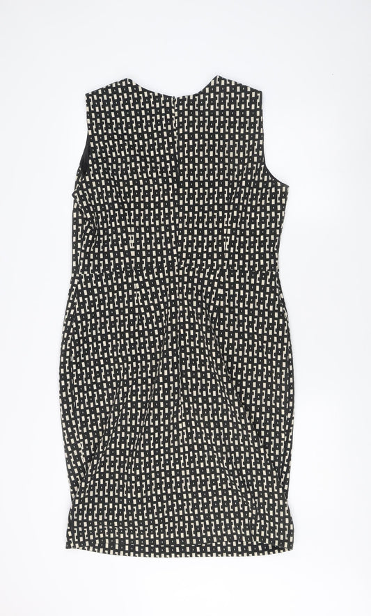 Linea Women's Black Geometric Sheath Dress Size 14