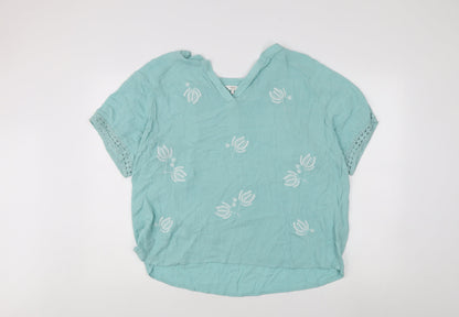 Cotton Traders Women's Green Floral Blouse Size 22