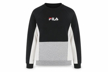 Front view of Fila unisex adults black colourblock sweatshirt, size S