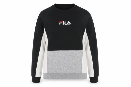 Front view of Fila unisex adults black colourblock sweatshirt, size S