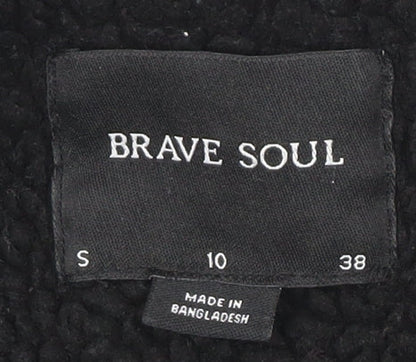 Womens UK Size S Brave Soul Black Basic Coat