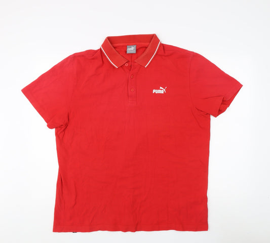 Puma Men's Red Polo Shirt XL - Casual Short Sleeve