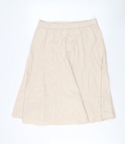 Damart Women's Beige A-Line Midi Skirt Size 18 Linen Blend