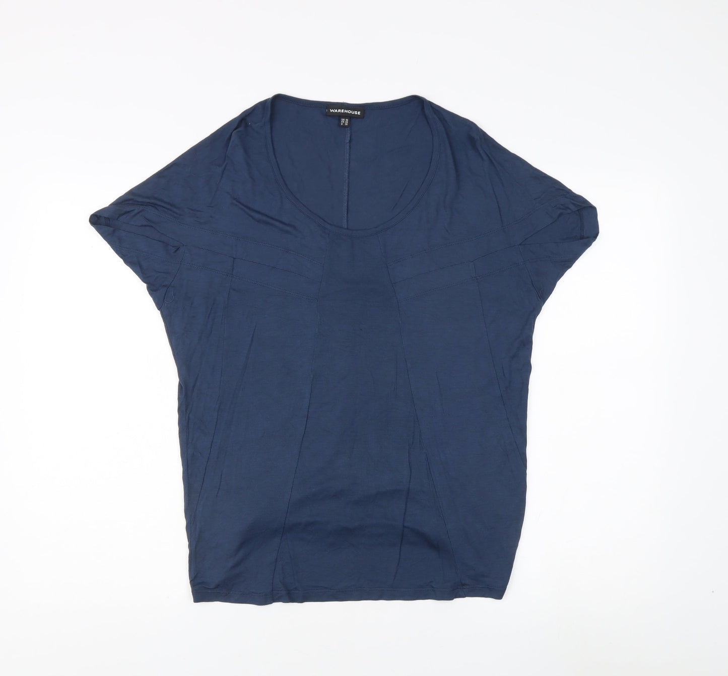 Womens UK Size 10 Warehouse Blue Basic T-Shirt