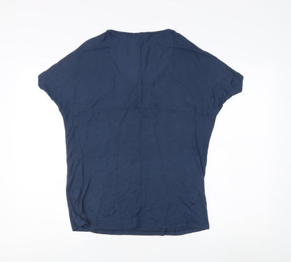 Womens UK Size 10 Warehouse Blue Basic T-Shirt