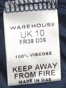 Womens UK Size 10 Warehouse Blue Basic T-Shirt