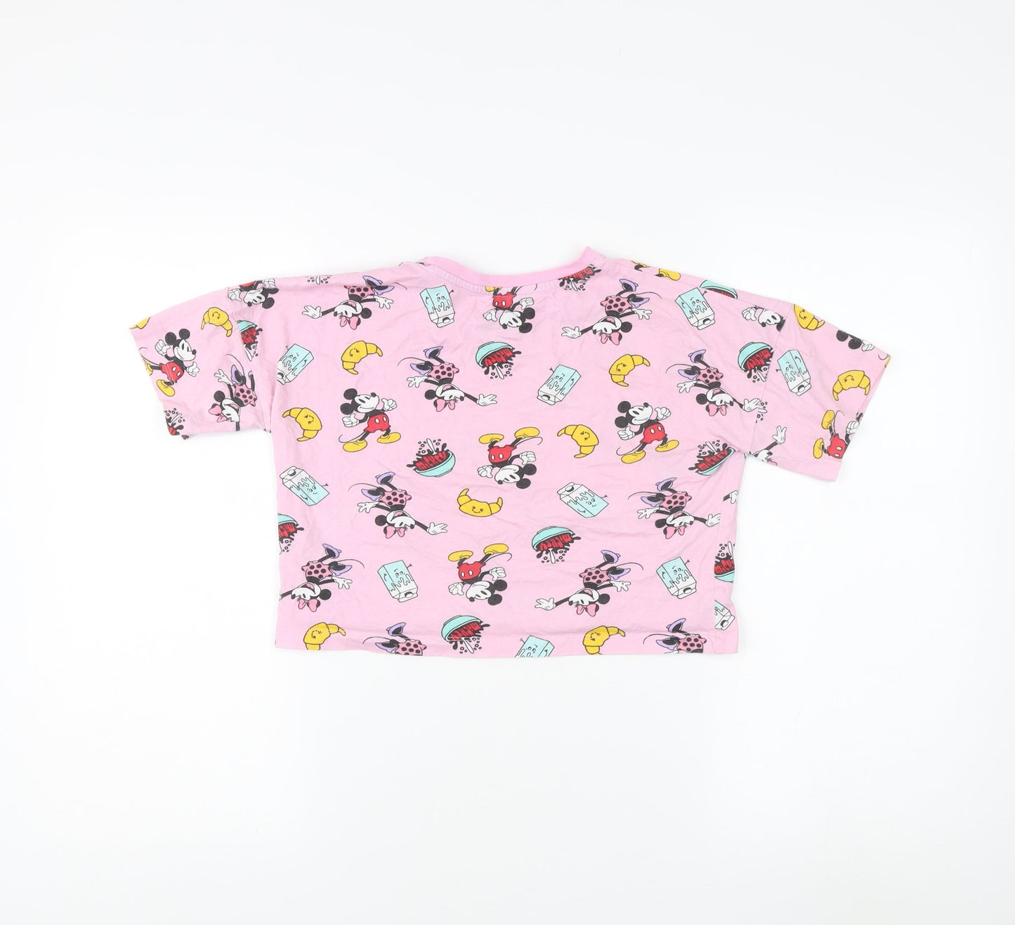 Primark Girls Pink Mickey Mouse Cropped T-Shirt 8-9 Years