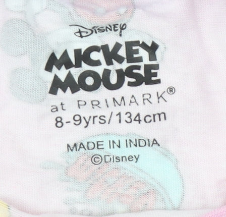 Primark Girls Pink Mickey Mouse Cropped T-Shirt 8-9 Years