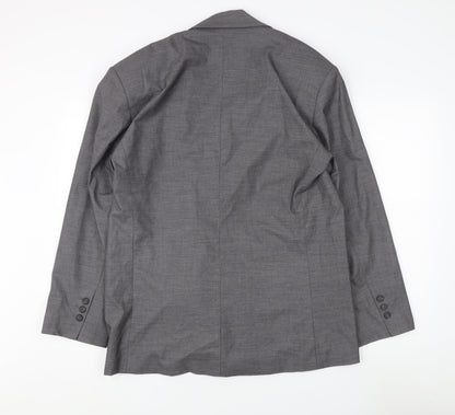 Zara Women's Grey Double-Breasted Blazer L