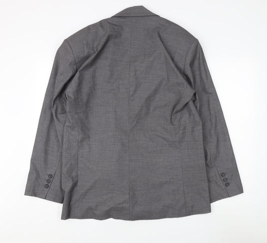 Zara Women's Grey Double-Breasted Blazer L