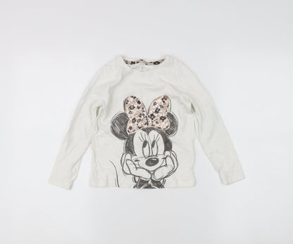 Marks and Spencer Girls White Minnie Mouse T-Shirt, 5-6 Years