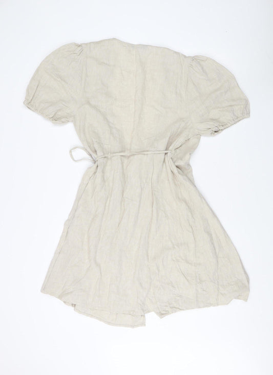 Marks and Spencer Women's Beige Wrap Dress, Size 14