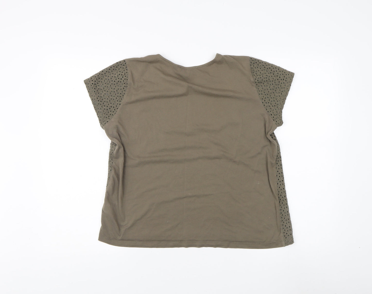 Womens UK Size 16 White Label Green Basic T-Shirt