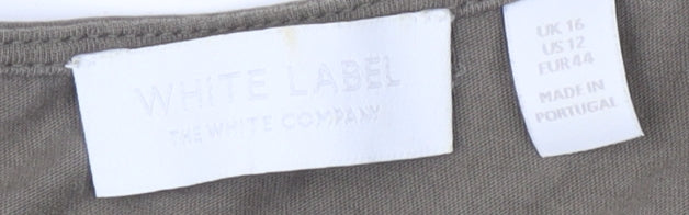 Womens UK Size 16 White Label Green Basic T-Shirt