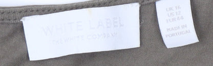 Womens UK Size 16 White Label Green Basic T-Shirt