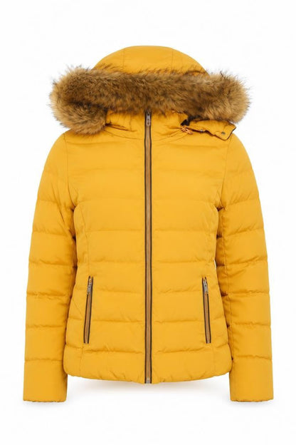 Womens UK Size 4 Zara Yellow Puffer Jacket