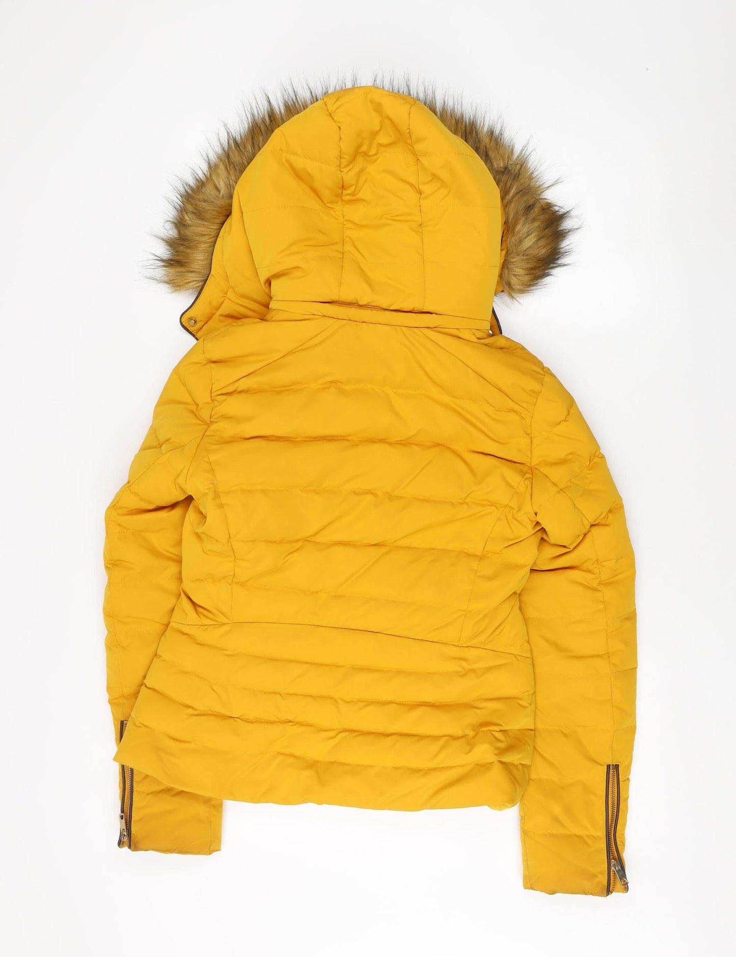 Womens UK Size 4 Zara Yellow Puffer Jacket