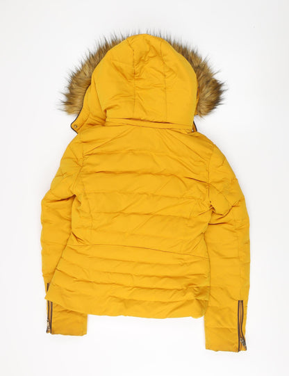 Womens UK Size 4 Zara Yellow Puffer Jacket