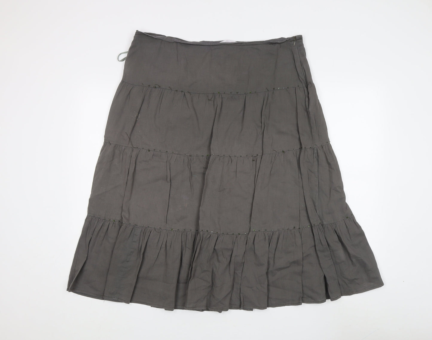 Evie Women's Grey Peasant Midi Skirt Size 16