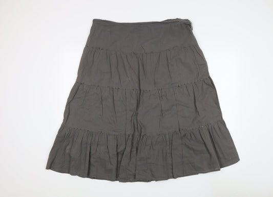 Evie Women's Grey Peasant Midi Skirt Size 16