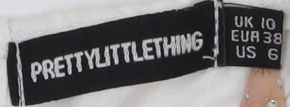 PrettyLittleThing Women's White Short Sleeve Dress