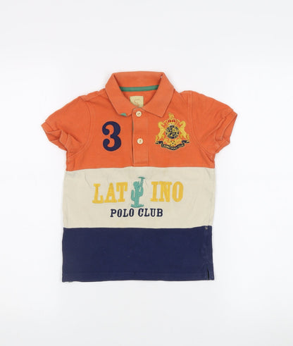 Joules Boys Orange Polo Shirt, 4 Years, Colourblock, Casual Wear